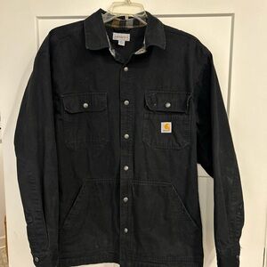 Carhartt Men's Black Shirt Jacket XL Workwear Chore Barn Jacket Flannel Lined